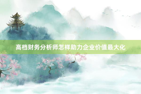 高档财务分析师怎样助力企业价值最大化